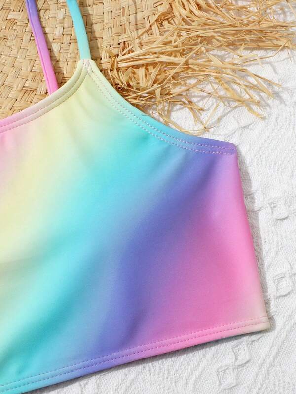 SHEIN Kids SUNSHNE Girls Ombre Bikini Swimsuit With Beach Skirt SHEIN USA