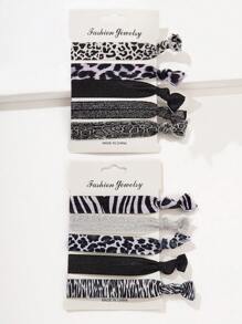 10pcs/Set Leopard Print Knotted Hair Ties, High Elasticity Fabric Hairbands For Ponytail, Bun Casual,Hair Accessories,Hair Rope