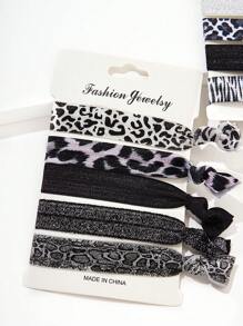 10pcs/Set Leopard Print Knotted Hair Ties, High Elasticity Fabric Hairbands For Ponytail, Bun Casual,Hair Accessories,Hair Rope