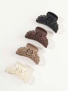 4个镂空图案哑光中号发夹，适合女性，波西米亚风发爪，发夹，发卡，发夹，发卡，发爪夹，发夹，发卡，发夹，发卡，发爪夹，学生用品，大学秋冬季发饰，适合女性度假装扮，女士花朵发夹 - 彩色 - 查看 4