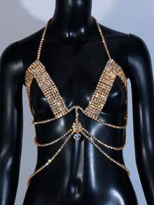 Cadena para cuerpo con diseño de diamante de imitación - Dorado - Ver 1