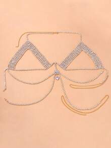 Cadena para cuerpo con diseño de diamante de imitación - Dorado - Ver 2