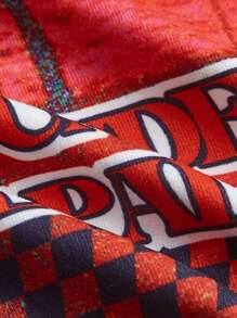 SHEIN ICON 字母圖案插肩袖短款T恤 - 彩色 - 查看 4