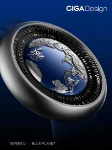 CIGADesign CIGA Design Mechanical Automatic Watch Blue Planet U Series Clarity Through Craftsmanship Sapphire Crystal Fluororubber Strap Watches for Men - Silver - View 3