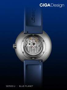 CIGADesign CIGA Design Mechanical Automatic Watch Blue Planet U Series Clarity Through Craftsmanship Sapphire Crystal Fluororubber Strap Watches for Men - Silver - View 4