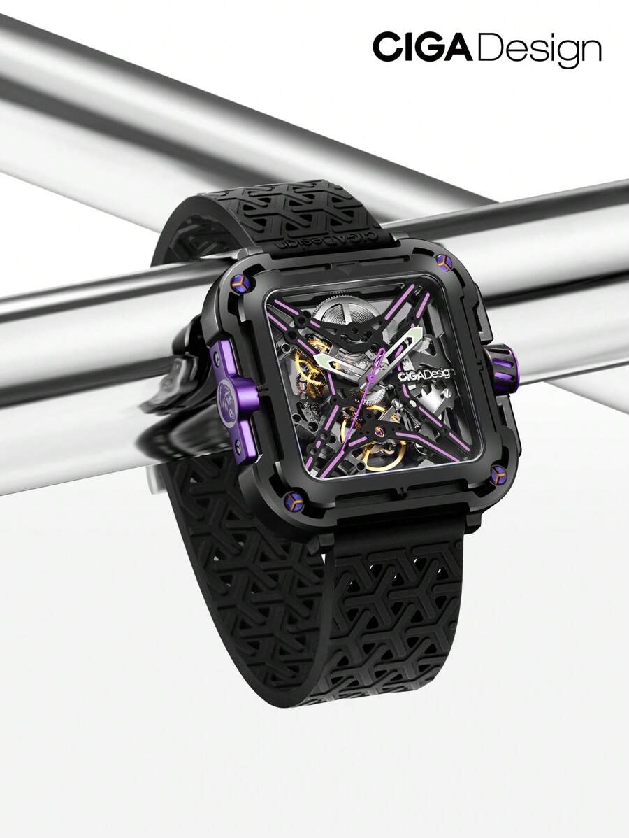 CIGADesign CIGA Design Inspired Anti-Shock Design Sapphire Crystal Analog Skeleton Mechanical Watch With Silicone And Nylon Strap Fashion Wrist Accessories For Men - Multicolor - View 1