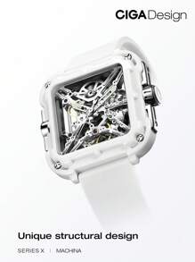 CIGADesign Reloj mecánico impermeable esqueleto - Blanco - Ver 4