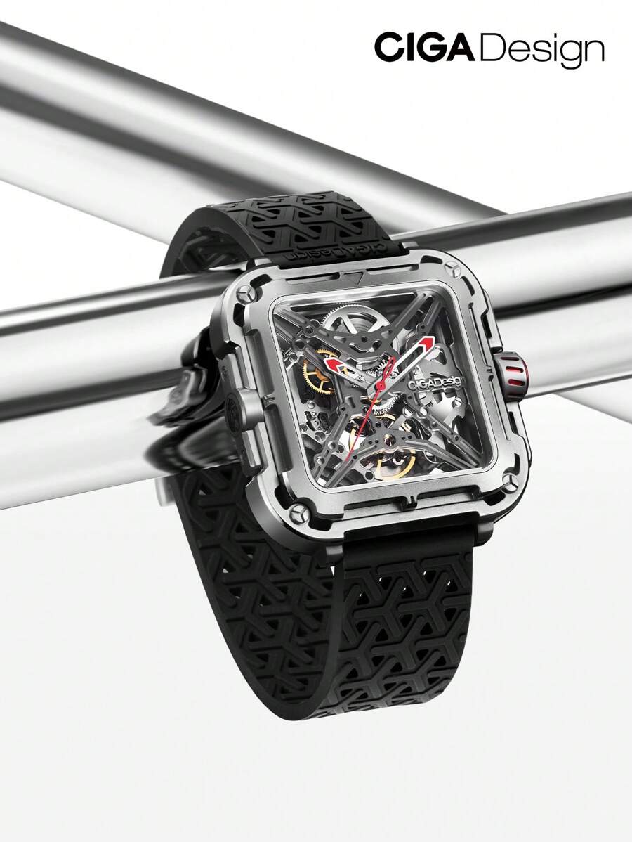 CIGADesign CIGA Design Inspired Anti-Shock Design Sapphire Crystal Analog Skeleton Mechanical Watch With Silicone And Nylon Strap Fashion Wrist Accessories For Men - Multicolor - View 1