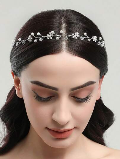 仿珍珠和水钻装饰发饰 优雅波西米亚风头饰 情人节配饰