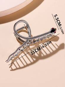 Rhinestone Decor Snake Design Hair Claw - Silver - View 4