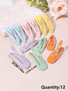12入組極簡風格髮夾 - 彩色 - 查看 3