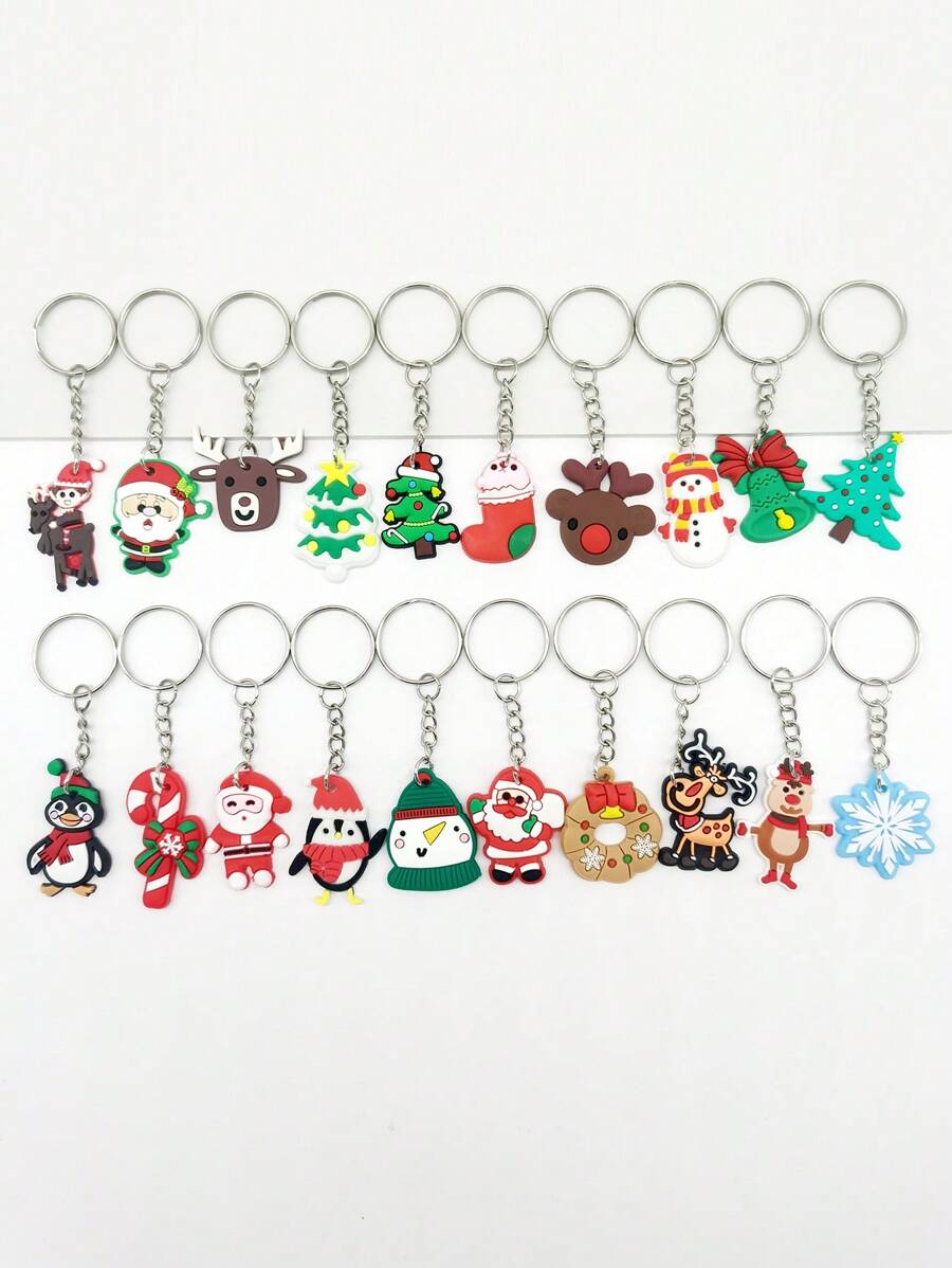 20pcs Christmas Santa Claus Charm Keychain - Multicolor - View 1