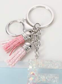 Móc khóa chữ và tua rua quyến rũ - Hồng - Xem 3