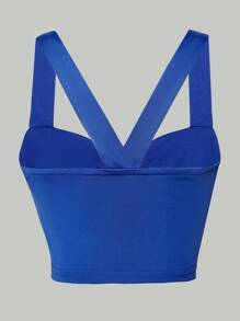 SHEIN Girls Solid Twist Front Cami Top - Blue - View 2