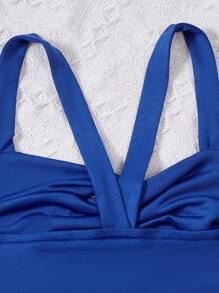 SHEIN Girls Solid Twist Front Cami Top - Blue - View 4