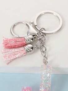 亮片細節字母和流蘇墜飾鑰匙圈 - 彩色 - 查看 3