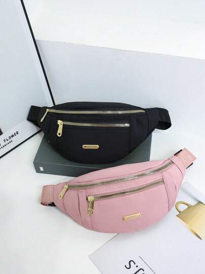 2入組金屬裝飾腰包套裝帶拉鍊防水