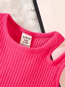 Bebé Top tank tejido de canalé con abertura - Rosa Fucsia - Ver 5