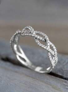 1入組魅力四射方晶鋯石裝飾圓環適合女士適合婚禮派對 - 銀色 - 查看 1