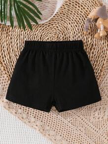 Đứa bé trai 2 Miếng Đồ họa Hoạt hình Quần short - Đen và trắng - Xem 5