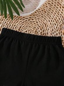 Đứa bé trai 2 Miếng Đồ họa Hoạt hình Quần short - Đen và trắng - Xem 6