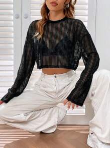 SHEIN EZwear 落肩袖短款上衣不附抹胸