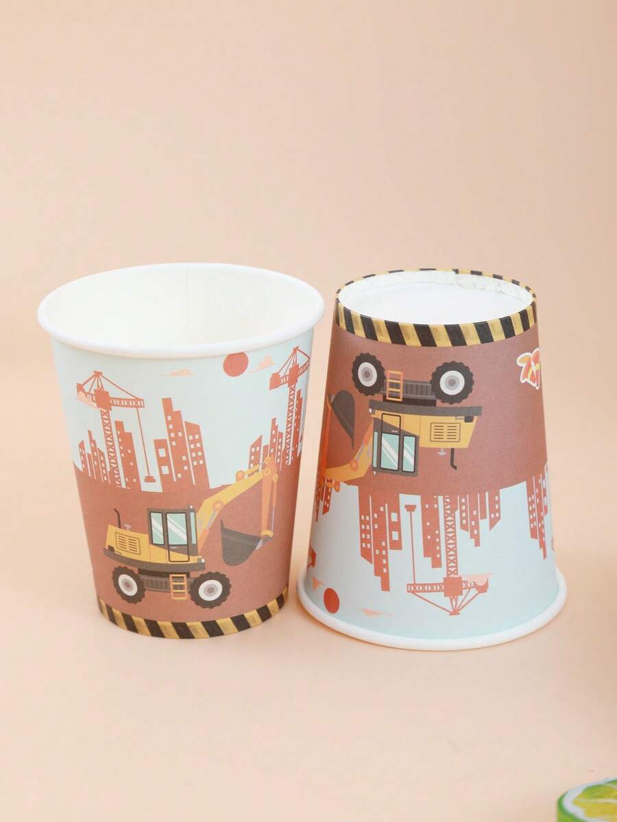 10入組工地圖案一次性杯子 - 彩色 - 查看 1