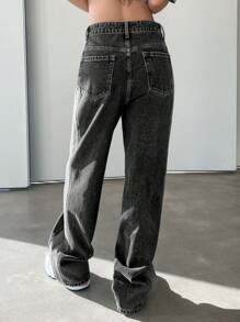 DAZY Colourblock Wide Leg Jeans - Grey - View 2