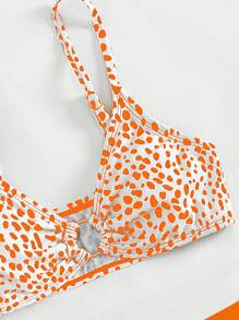 SHEIN 少女斑点狗印花环链比基尼套装夏季海滩