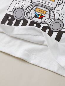 SHEIN Toddler Boys Letter & Cartoon Graphic Tee - White - View 3