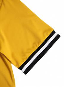 Aesthetic Post Nam Áo thun Với Đồ họa Chữ cái , Sọc trang trí Và Thả vai & Eo dây rút Quần short - Nhiều màu - Xem 3