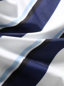 Manfinity Hypemode Men Striped Print Shirt Without Tee - Blue and White - View 5