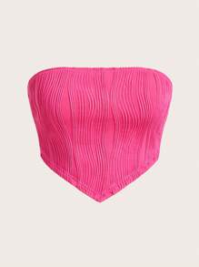 SHEIN EZwear 大碼手帕下擺抹胸上衣 - 玫紅色 - 查看 1