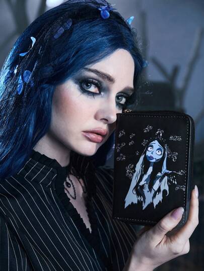 Corpse Bride | ROMWE Figure Graphic Small Wallet Stitch Detail With Zipper