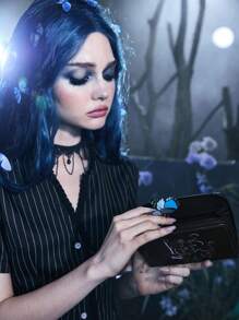 Corpse Bride | ROMWE Figure Graphic Small Wallet Stitch Detail With Zipper - Black - View 4