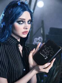 Corpse Bride | ROMWE Figure Graphic Small Wallet Stitch Detail With Zipper - Black - View 9