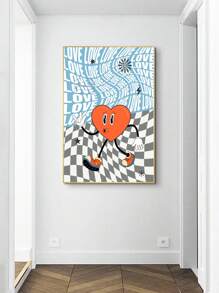 1入組心形和字母圖形無框繪畫現代化學纖維無框家居裝飾圖片