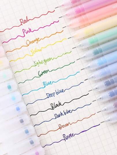 12pcs Mixed Color Gel Pen Back To School