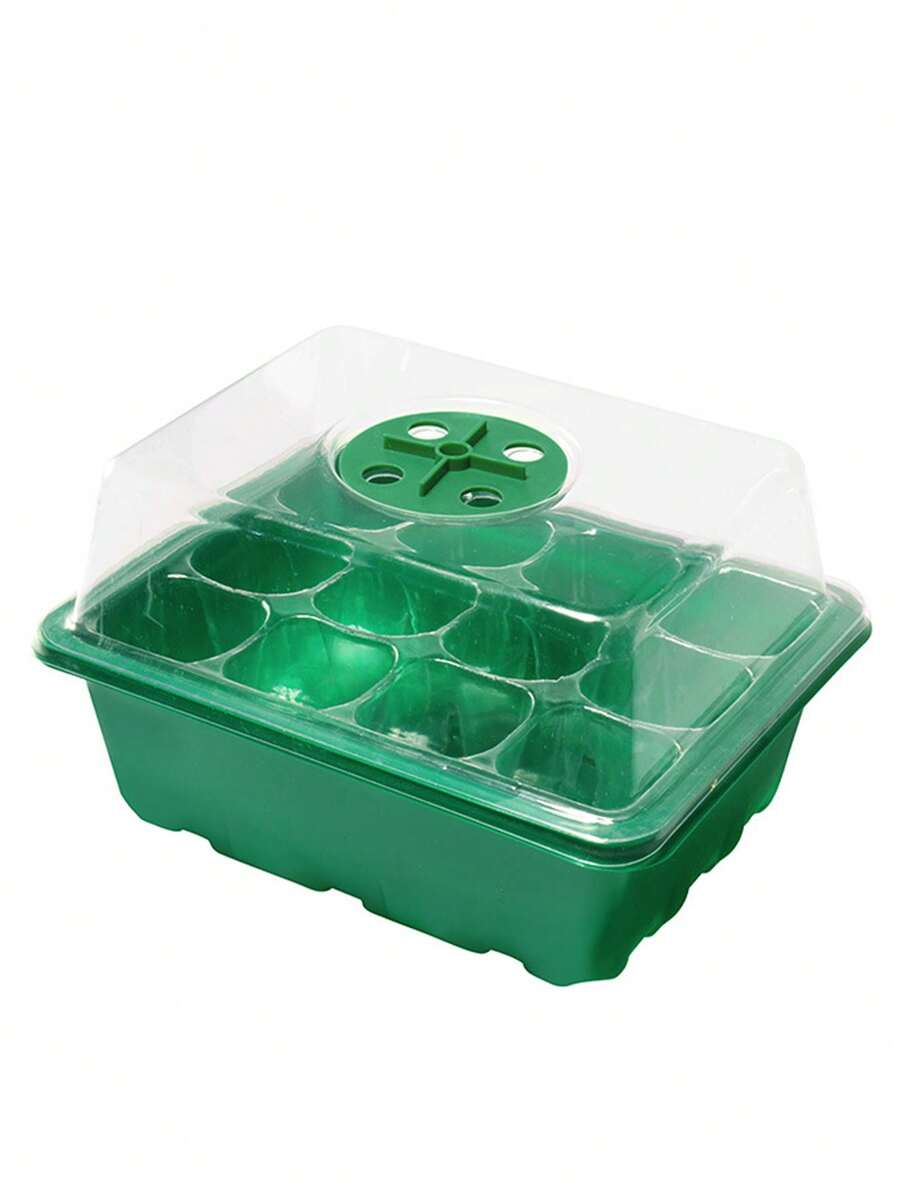 1 Hộp Cây Giống Nhiều Lưới, Khay Cây Giống Trong Suốt Bằng Nhựa - màu xanh lá - Xem 1