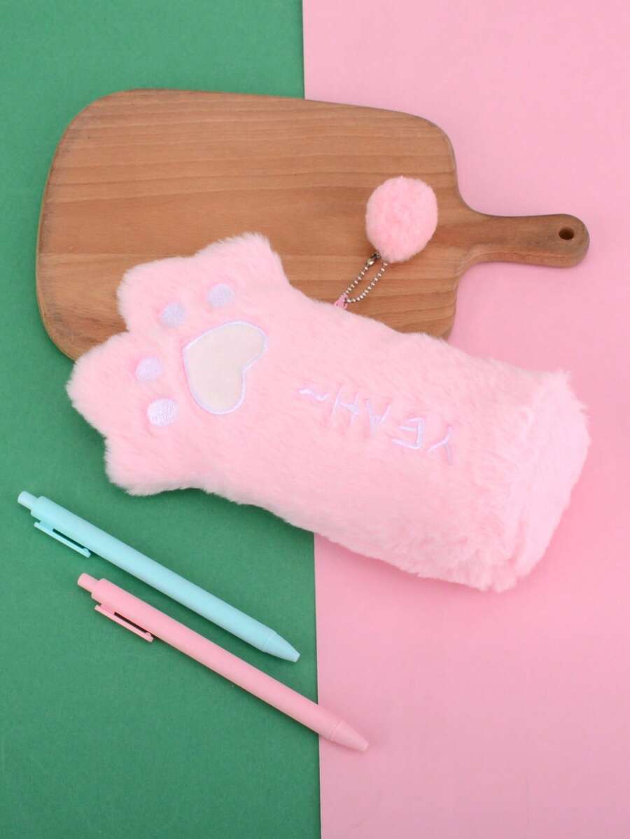 1pc Paw Design Pencil Bag - Pink - View 1
