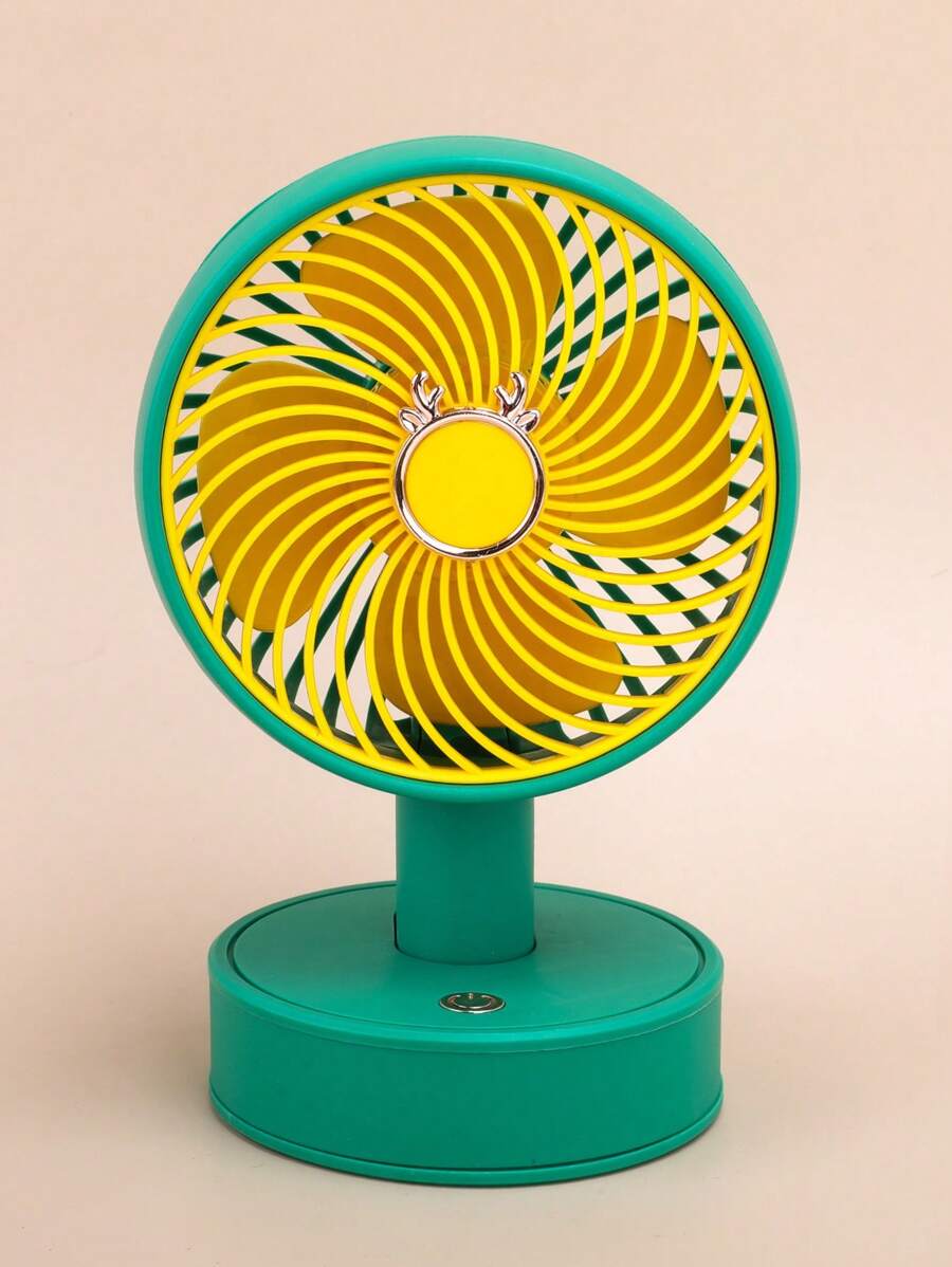 1入組帶數據線塑料檯扇家用現代主義檯扇 - 綠色 - 查看 1