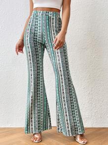 SHEIN Privé 幾何印花喇叭褲 - 彩色 - 查看 5