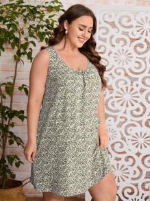 EMERY ROSE Plus Váy họa tiết hoa hai túi xinh xắn cho mùa hè - Nhiều màu - Xem 5
