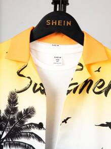 SHEIN Áo sơ mi Trai Nút phía trước Nhiệt đới Boho - Nhiều màu - Xem 5