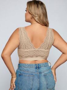 Plus Contrast Lace Bralette - Apricot - View 2