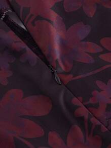 Maryam Alam Goth Floral Print Contrast Lace Mermaid Hem Skirt - Multicolor - View 3