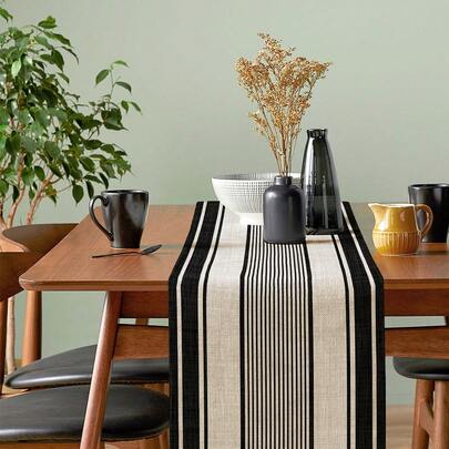 1 pieza Corredor de mesa de cocina poliéster mesa moderno con patrón de rayas para comedor