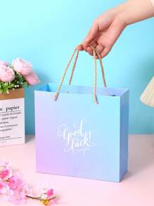 1入組紙禮品包裝漸層標語圖案愛心裝飾禮物盒適合派對 - 彩色 - 查看 5