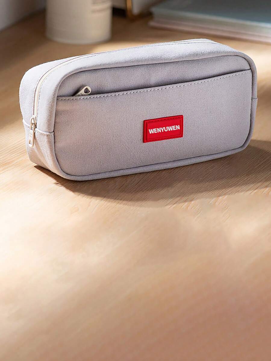 Túi đựng bút trang trí trang trí chữ cái 1pc - Xám - Xem 1