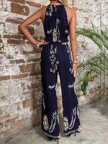 Breezaya Paisley Print Halter Top & Wide Leg Pants